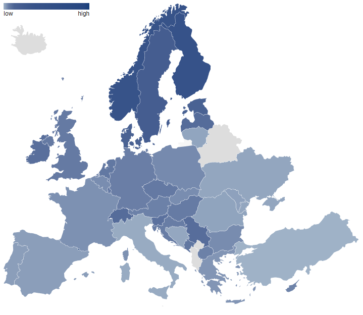 Responses for Europe per capita
